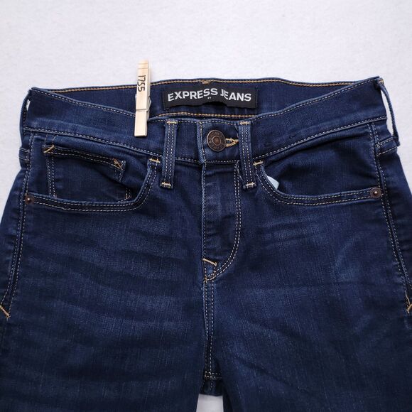 Express Supersoft Super Skinny Denim Medium Wash Jeans Womens Size 0S Blue - Picture 1 of 10
